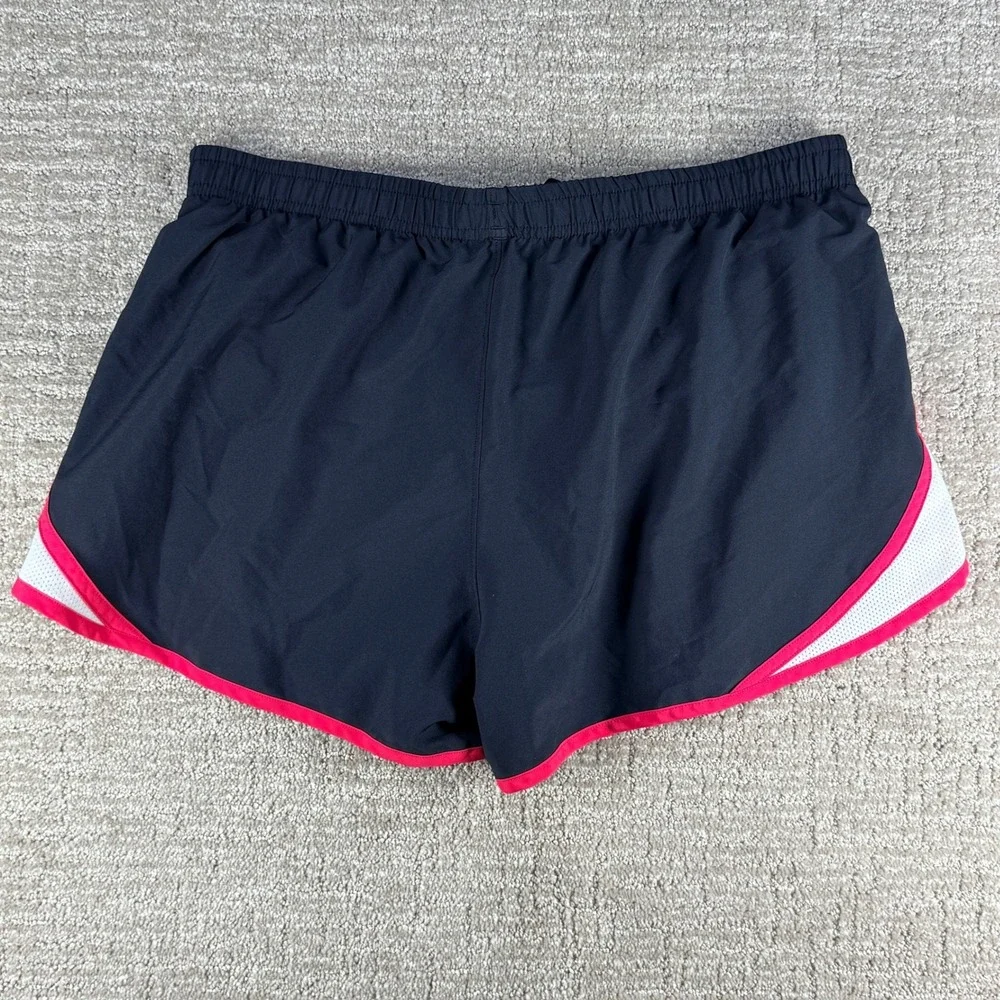 Under Armour HeatGear Running Shorts Mesh Trim Black Pink Large Polyester Womens